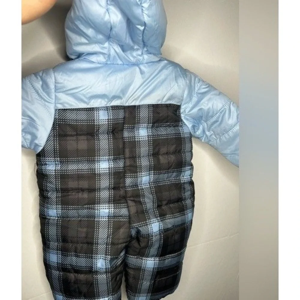 Infant‎ Plaid Hooded Puffer SNowsuit Bunting Pram Suit 3-6 Months Winter Unisex